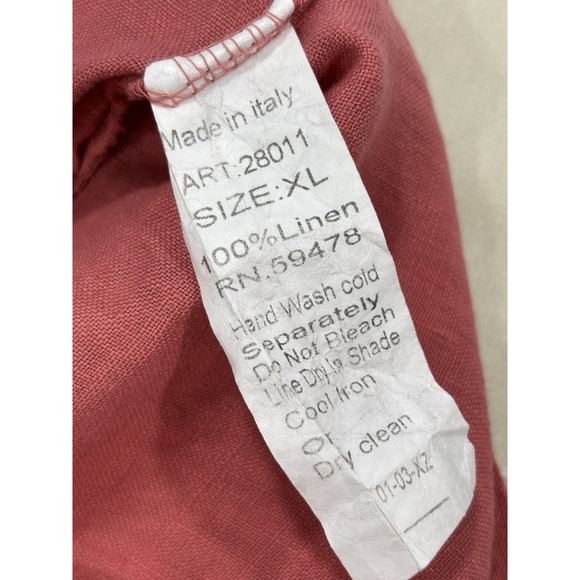 Blu Orchid Women's XL 100% Linen Dress Pink Textured Floral Neckline Pockets - Picture 2 of 10